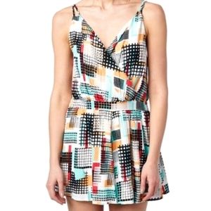 Freebird surplice bodice geo print romper shorts